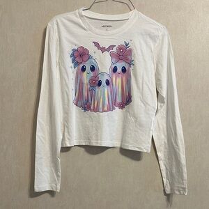 NWOT Wild Fable White Long Sleeve with Colorful Ghost Print